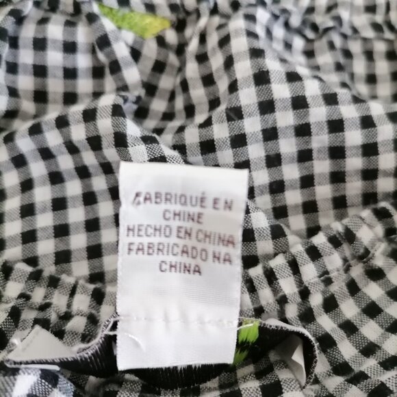 Forever 21 Womens Black White Gingham Off-Shoulder Embroidered Crop Top Size 2X - Picture 6 of 8